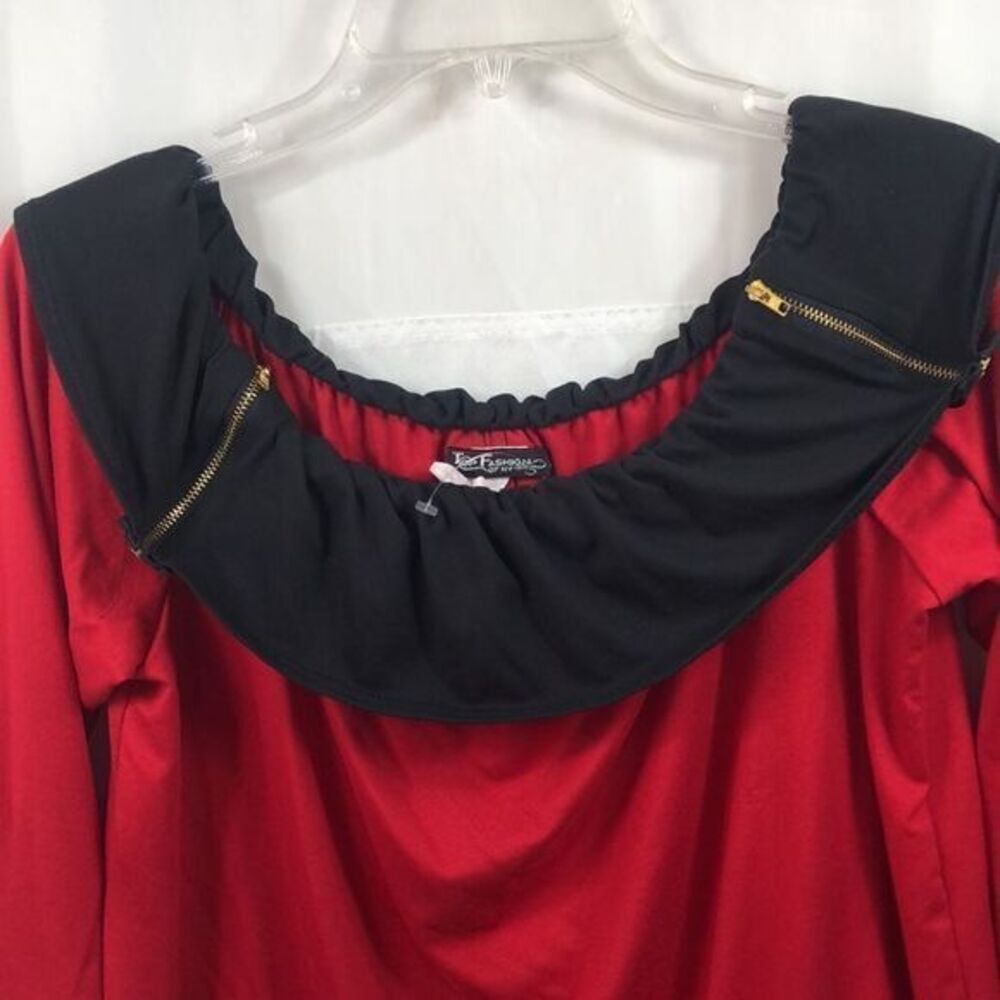 Vintage women Top fashion of NY Red and black blouse size 2X - Picture 6 of 12